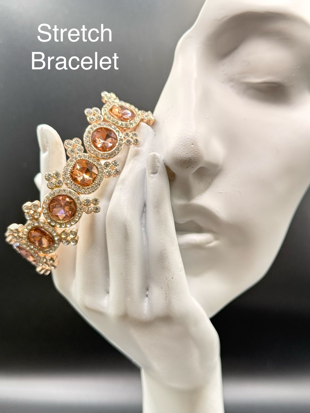 Elegant Gold Stretch Bracelet with Champagne Crystals